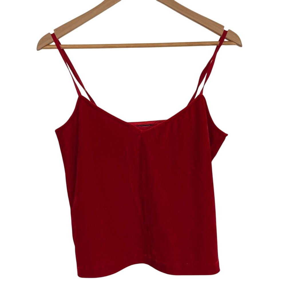 Womens Red Velour Camisole Red Size S Holiday Party Christmas